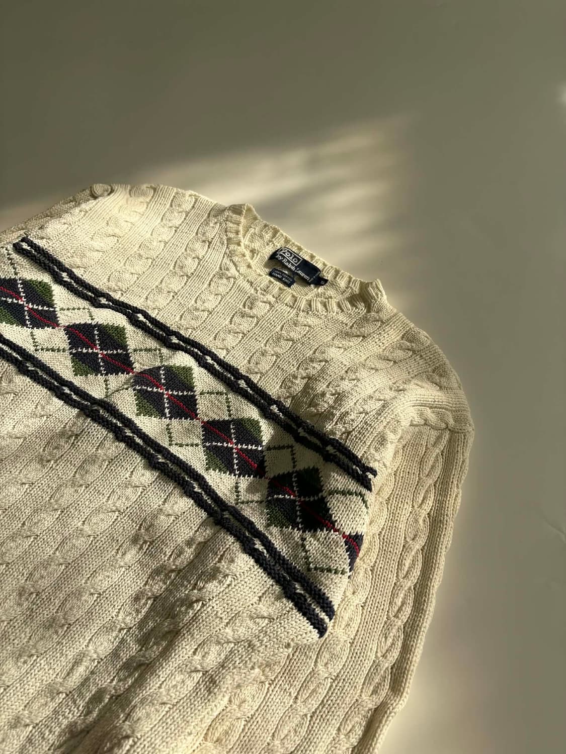 [XL] 폴로 랄프로렌 아가일 패턴 케이블 핸드 니트 스웨터 상품이미지5