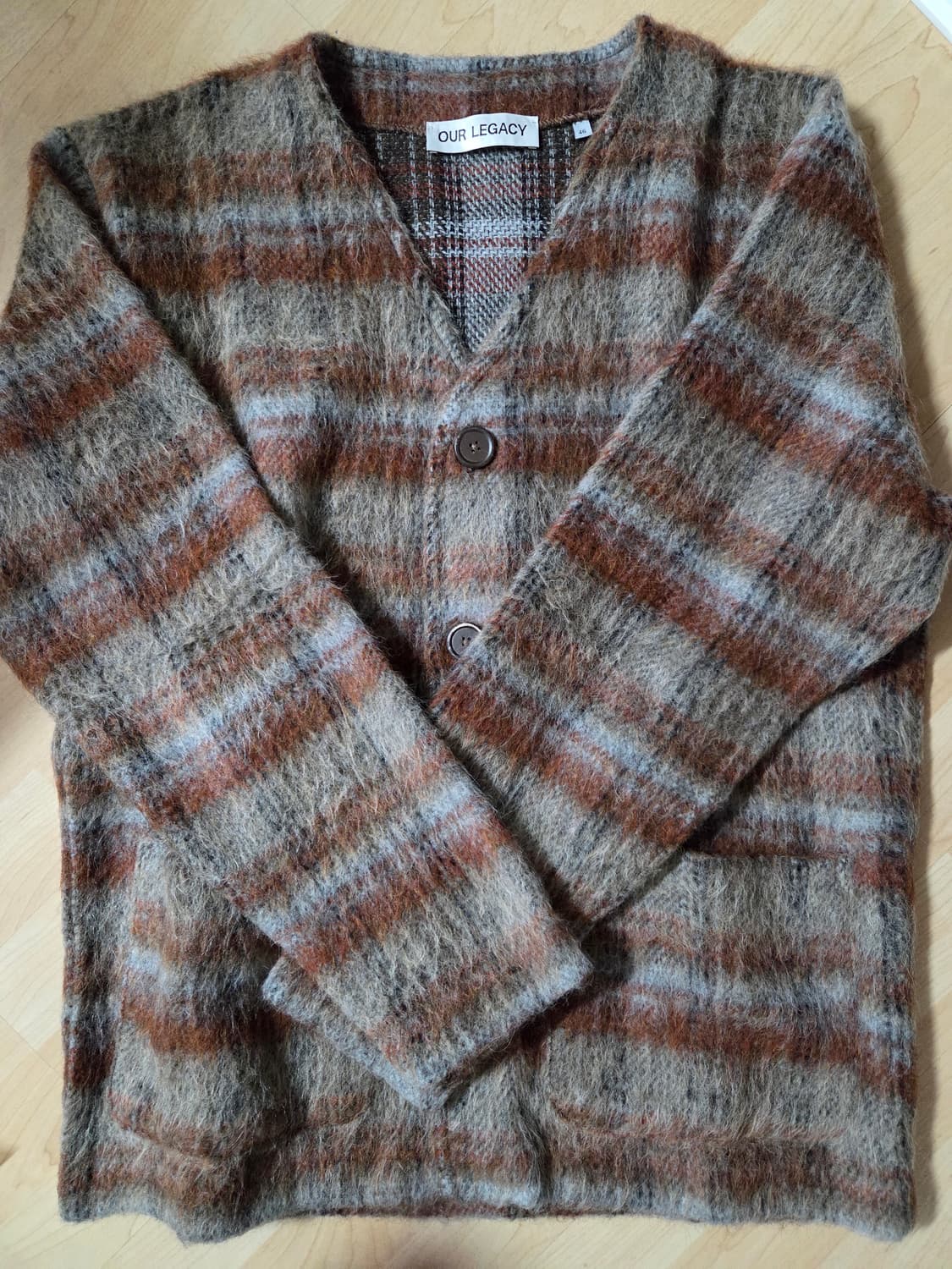 아워레가시 가디건 모헤어 어멘트 체크 46사이즈 팔아요 상품이미지2
