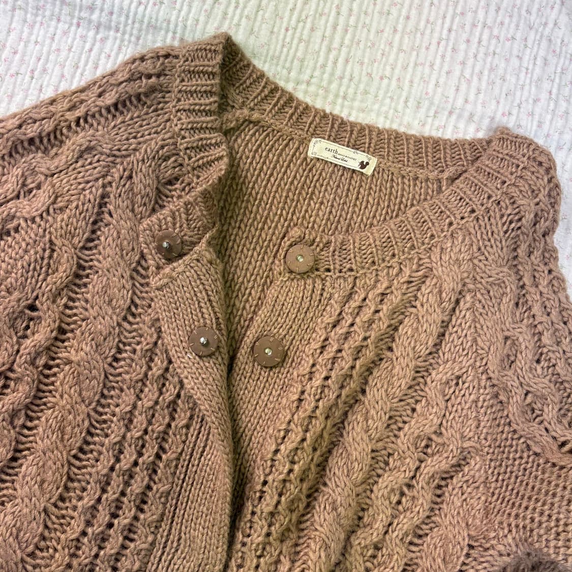 earth music 얼스뮤직/ 케이블가디건 브라운가디건 라떼가디건 상품이미지10