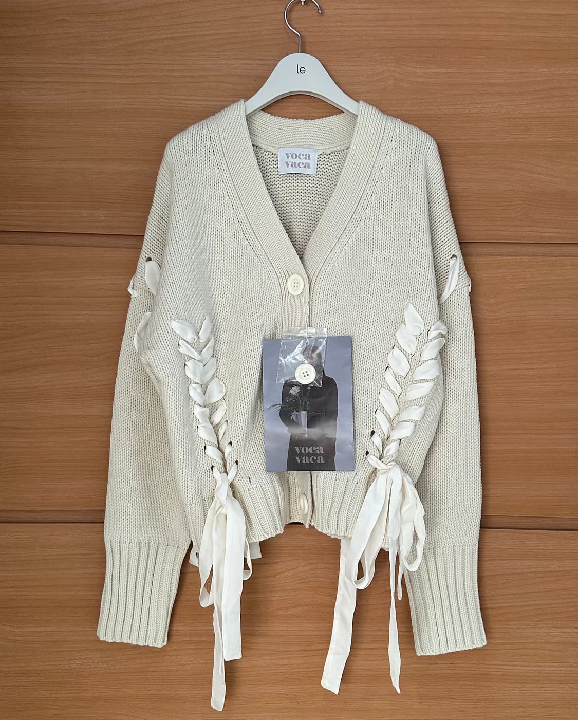 (새제품) 보카바카 리본 니트 가디건 아이보리 상품이미지1