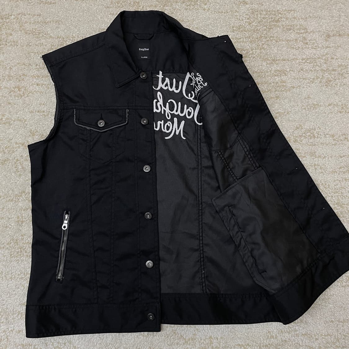 [XL] 크레이지데빌 흑청 데님 블랙 조끼 웨스턴 베스트 상품이미지4