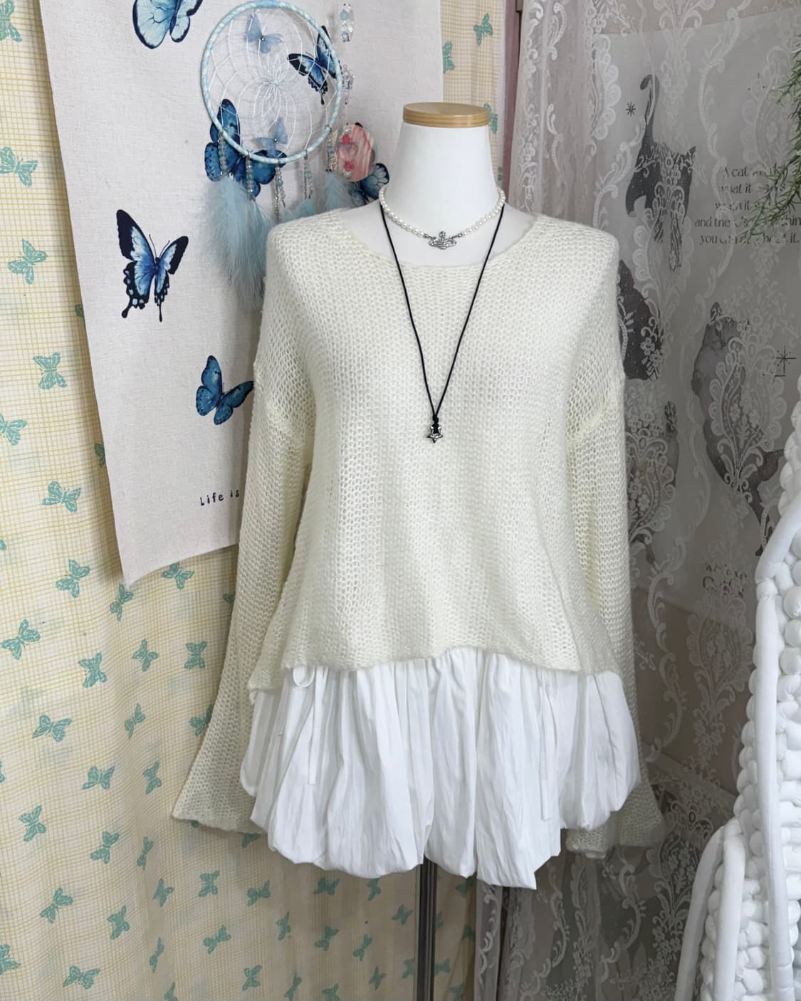 아이보리 시스루 니트 상품이미지3