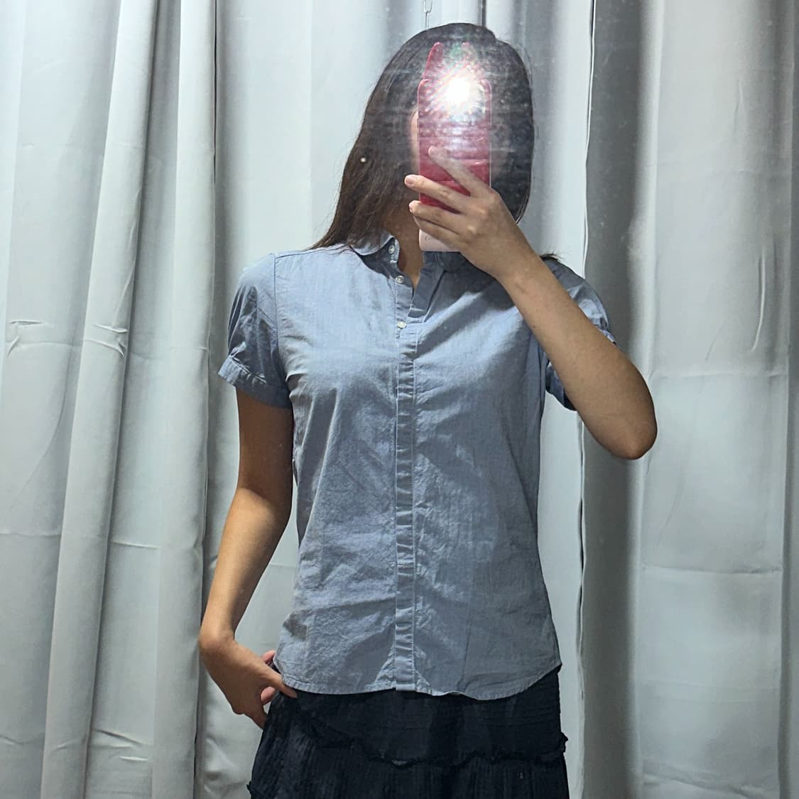 얼쓰뮤직 히든버튼 반팔 셔츠 상품이미지1
