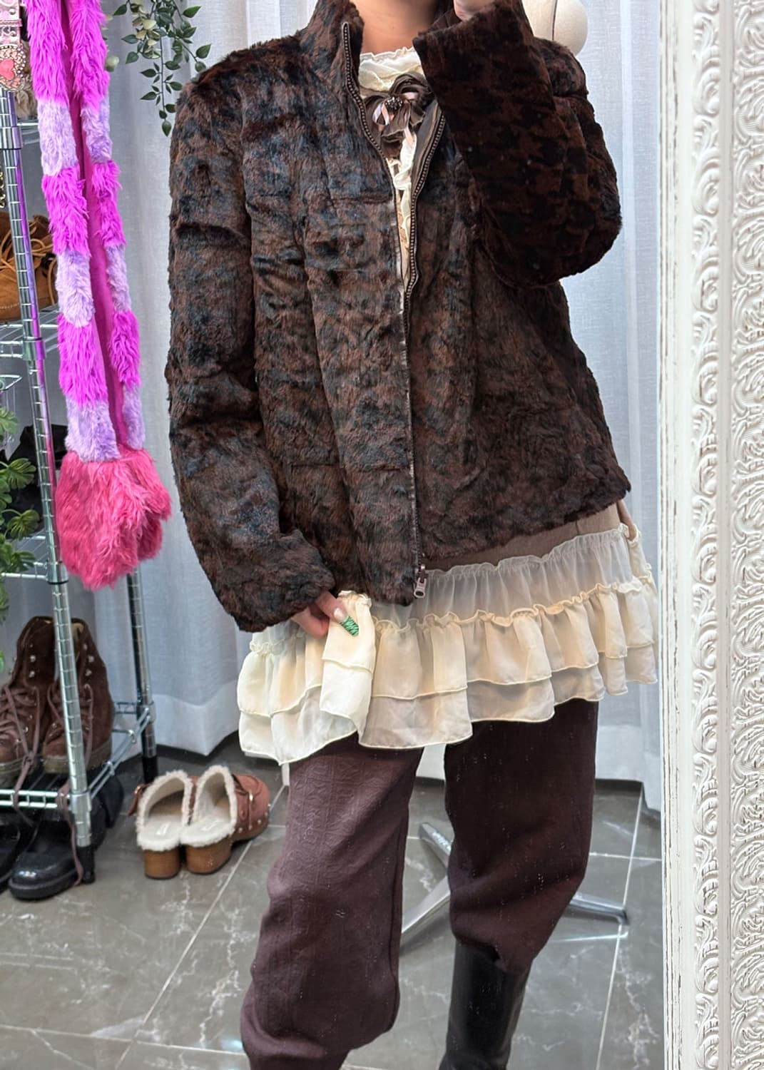 하운드체크 퍼자켓 상품이미지2