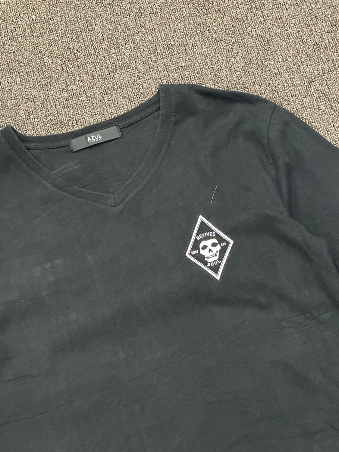 M)Japanese vintage 프린팅 v넥 블랙 롱슬리브 상품이미지4