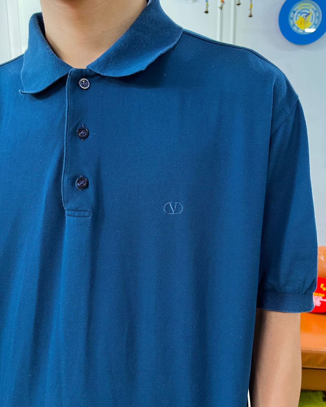 VALENTINO Italy Blue Mini Logo PK-Shirt 상품이미지2