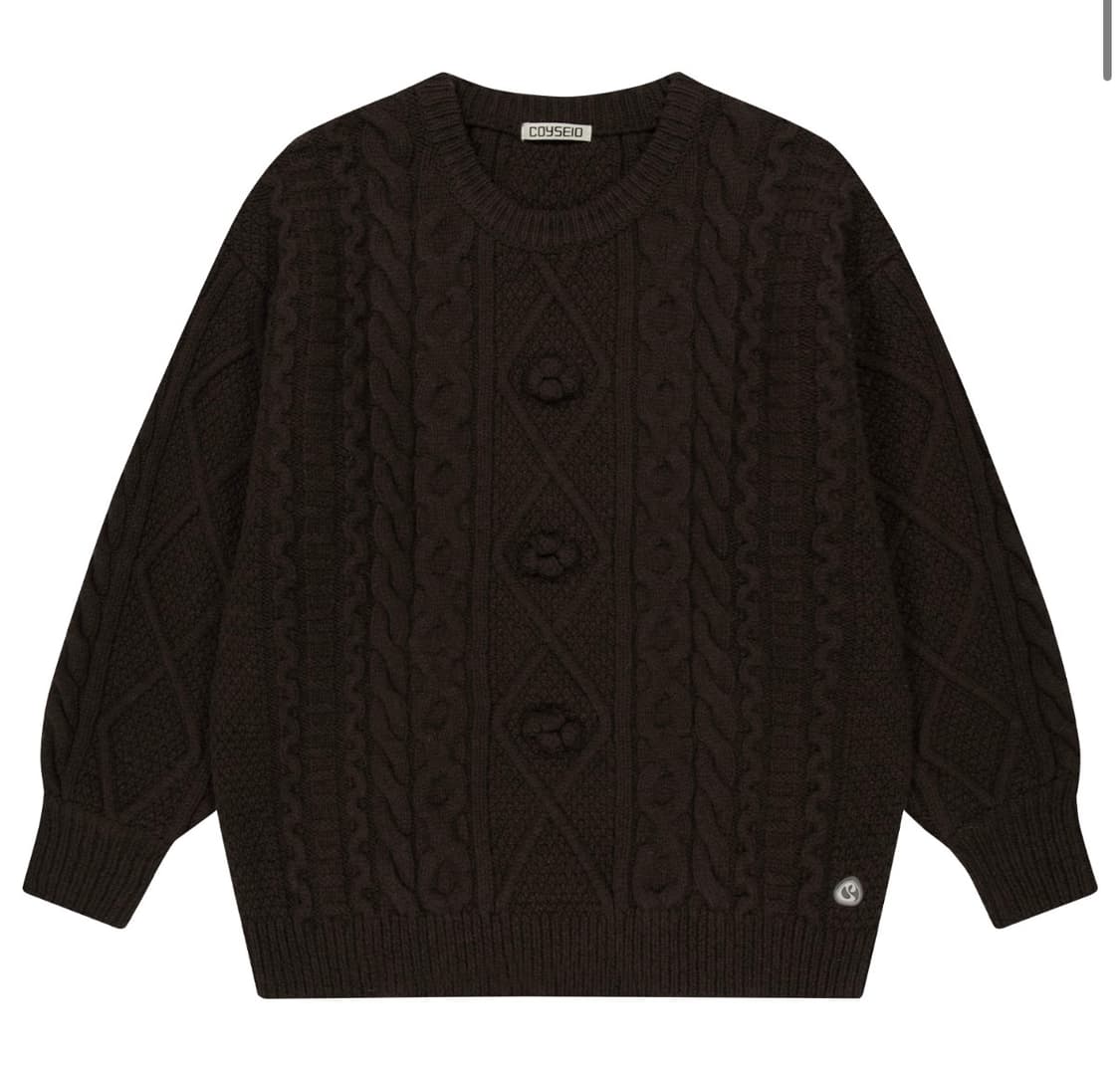 코이세이오 폼폼 니트 브라운 판매 상품이미지1