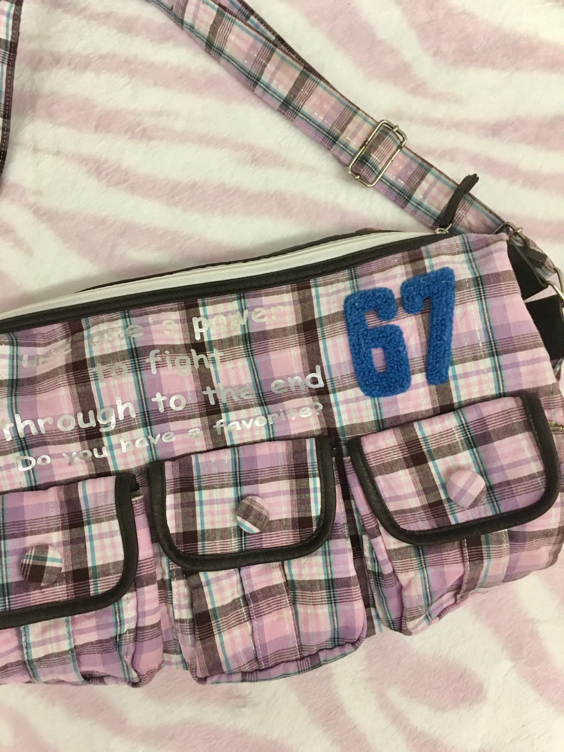 헤이세이 보부상 포켓 숄더백 라떼갸루 모리걸 보라 타탄체크 갸루 상품이미지2