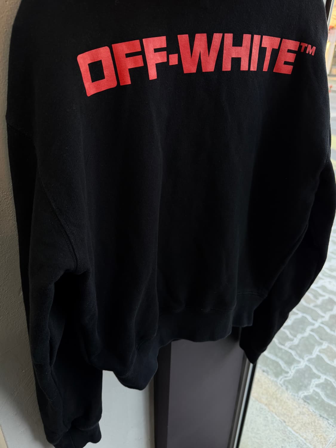 XXS/ 오프화이트 기모그래픽 백로고 후드티 상품이미지8