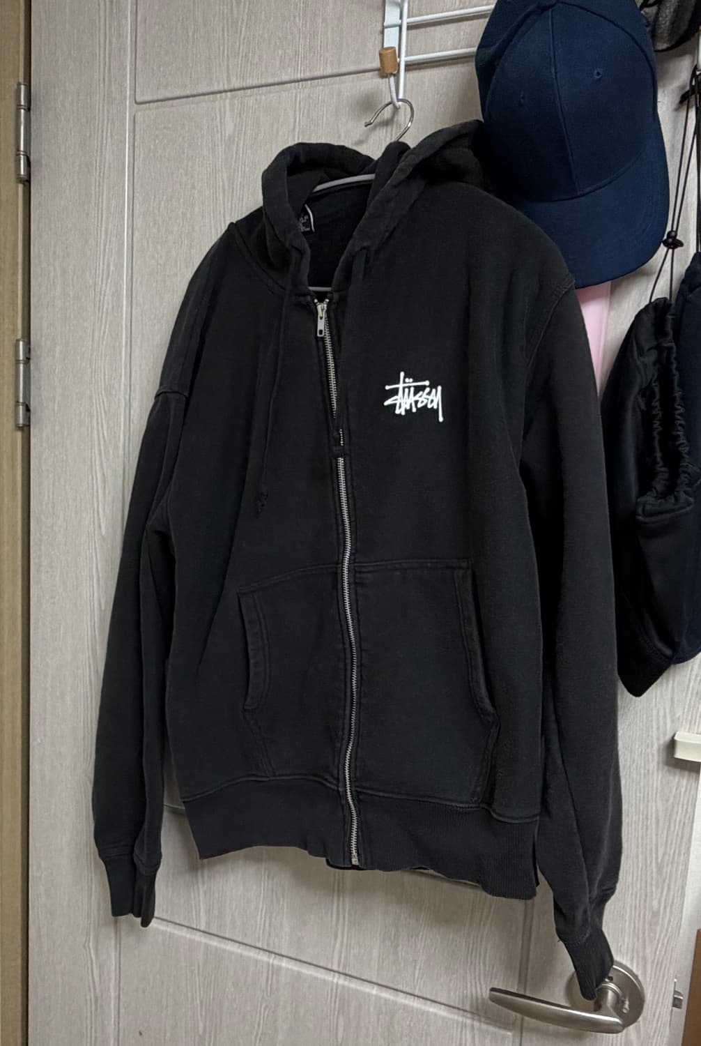 스투시 베이직 후드 집업 블랙 M 상품이미지7