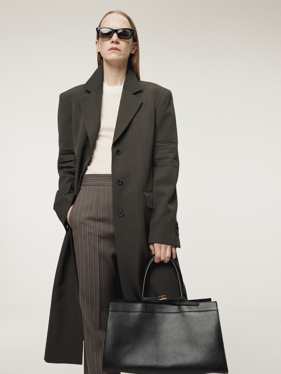 렉토 RECTO 슬리브 크리즈 울 코트 차콜 상품이미지7