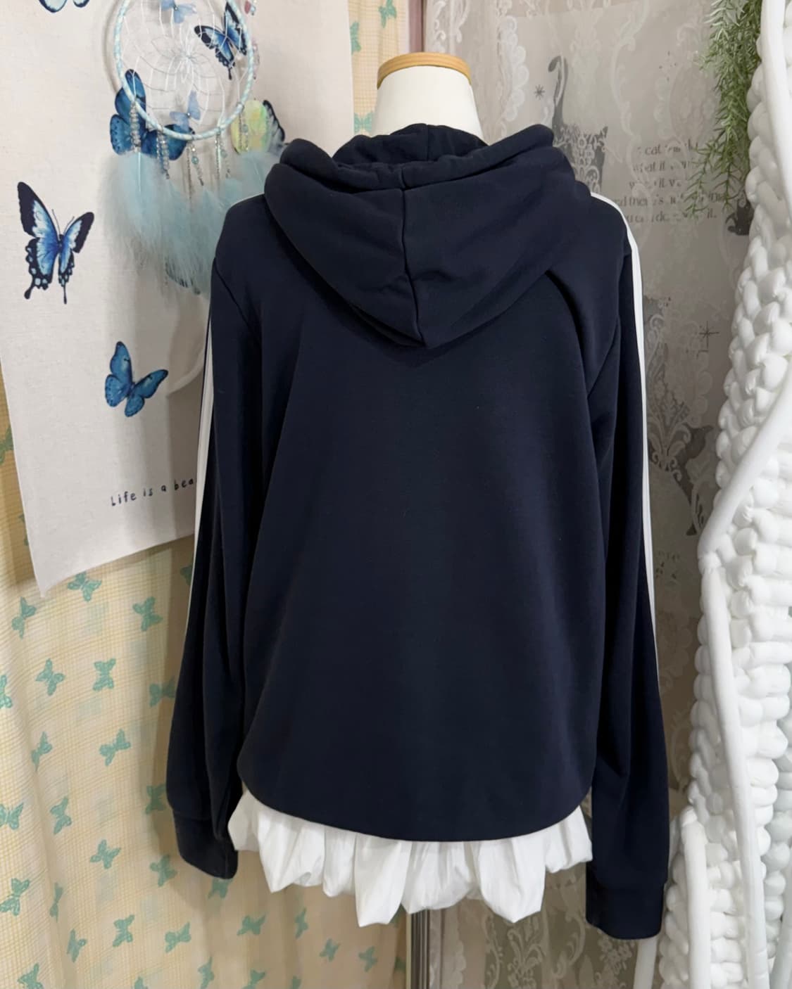 아디다스 네이비 삼선 후드 티셔츠 상품이미지7