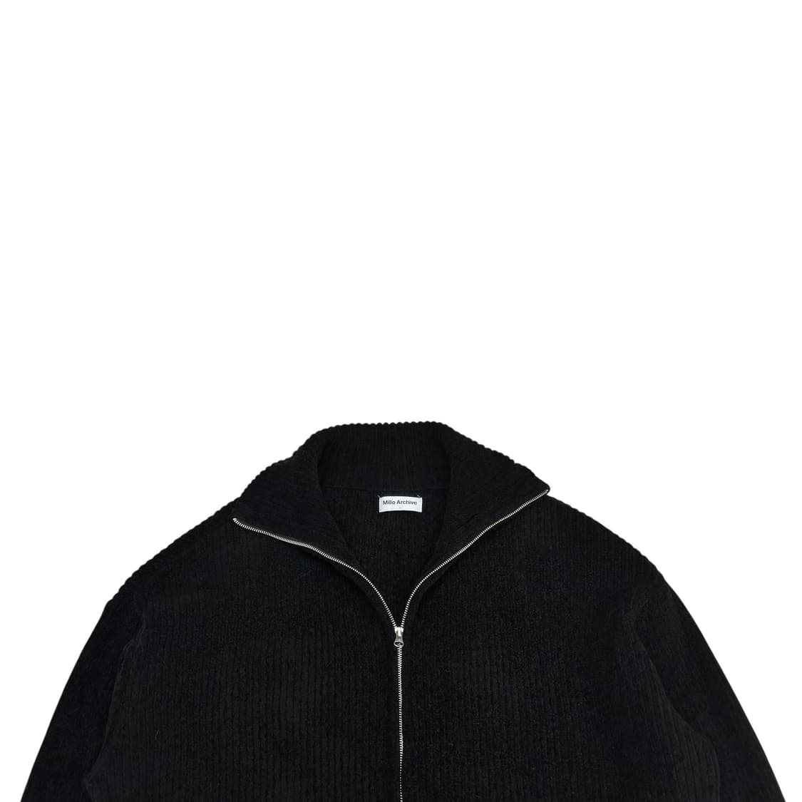 밀로아카이브 블랙 오버 핏 하이넥 니트 집업 상품이미지2