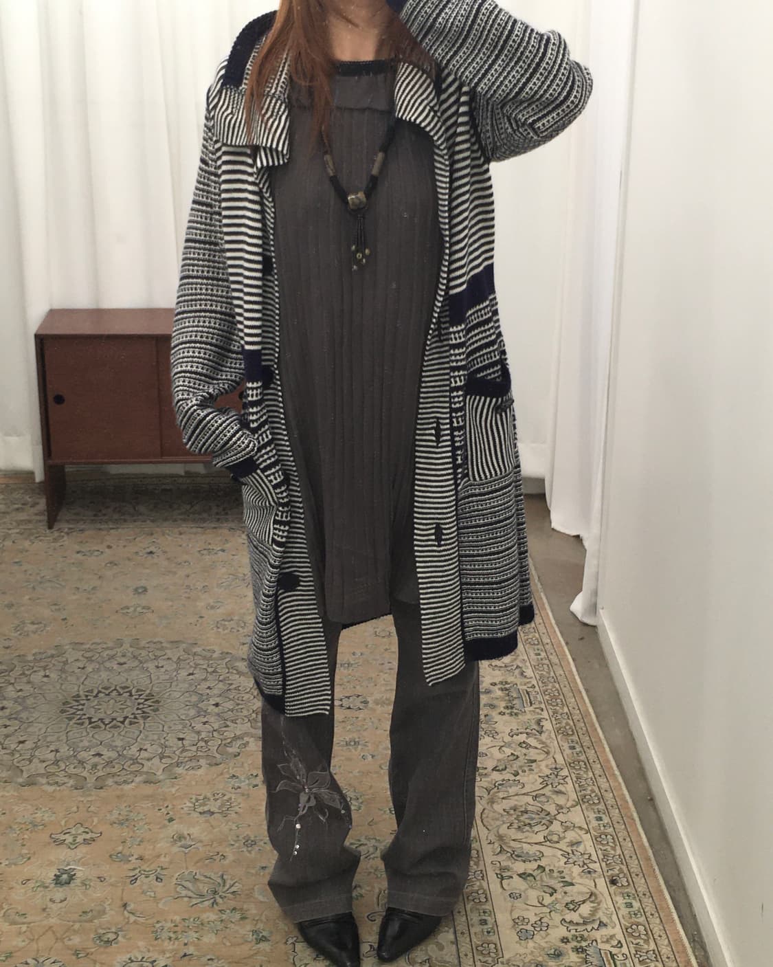 스트라이프 롱 가디건 상품이미지3
