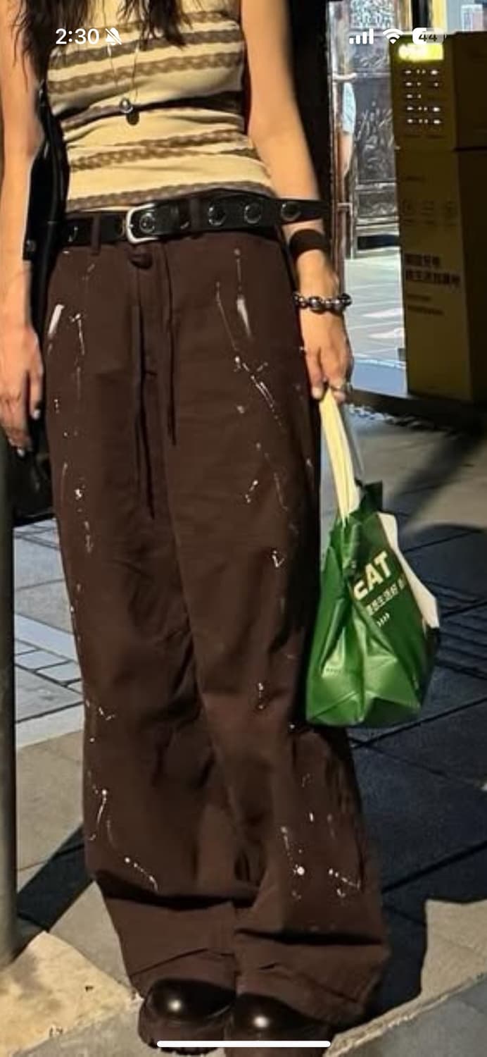 PAINT EFFECT WIDE-LEG TROUSERS(BROWN) 상품이미지5