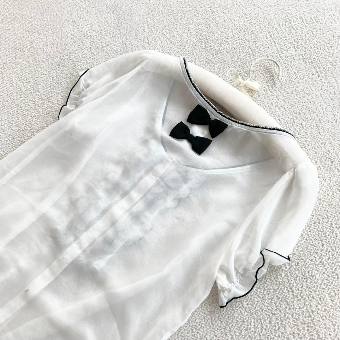 러블리 ♥ 화이트블랙 리본 프릴bl 상품이미지3