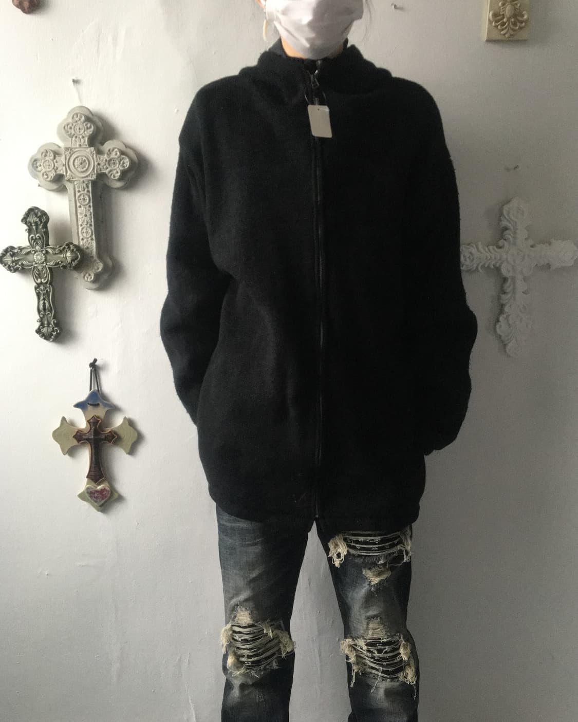 Lettering pattern hood zip up 상품이미지1