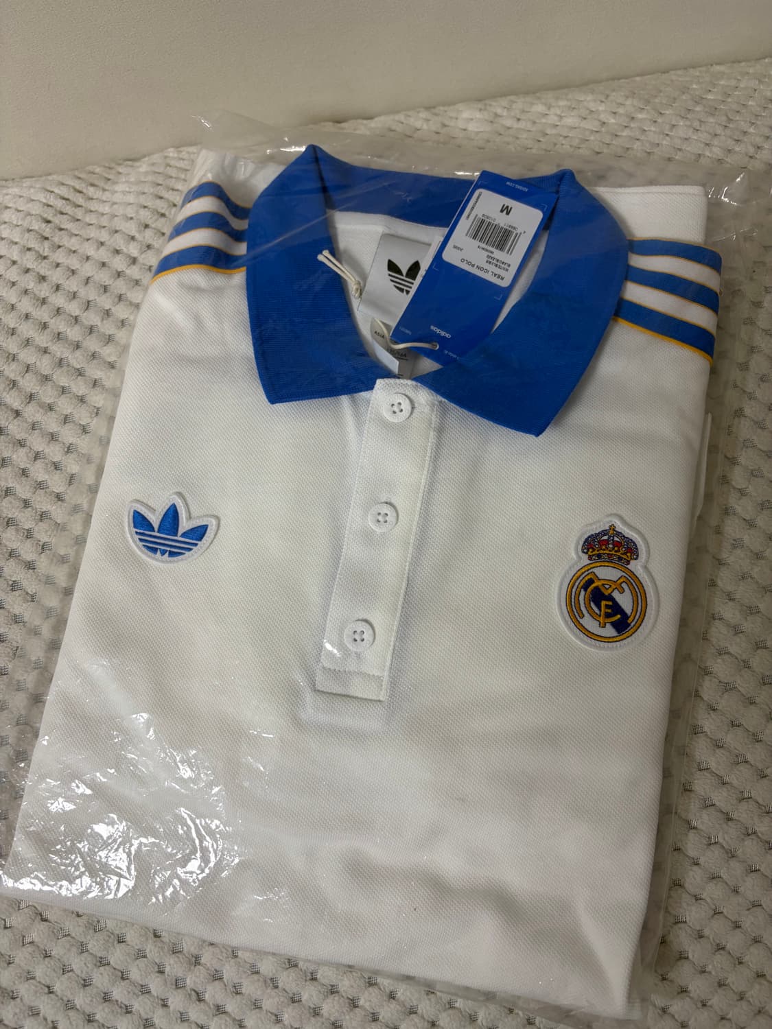 [새상품] 아디다스 레알마드리드 긴팔 폴로 셔츠 블루 화이트 m 상품이미지3