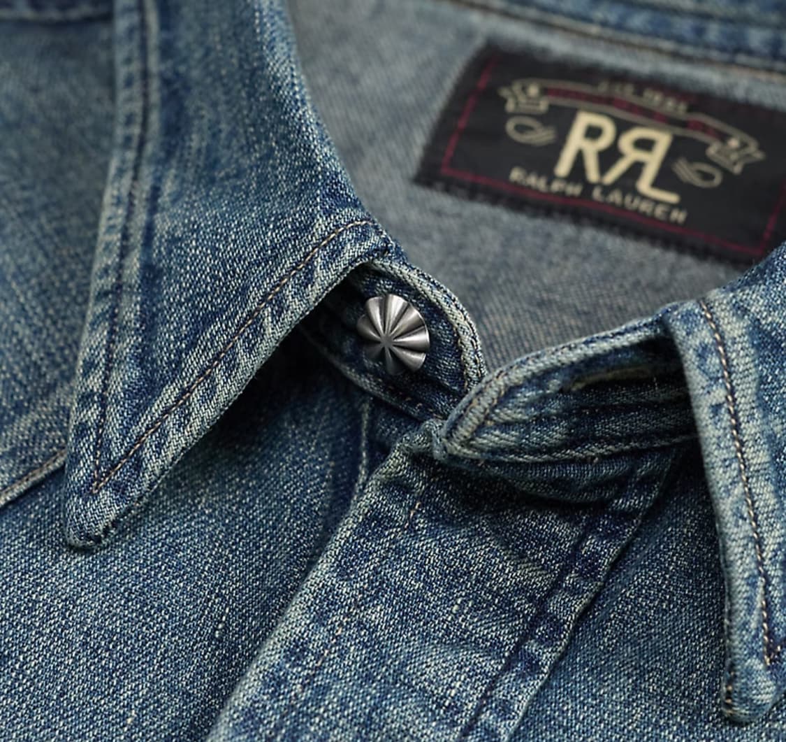 RRL(더블알엘) 슬림핏 데님(중청) 웨스턴 셔츠(L) 상품이미지3