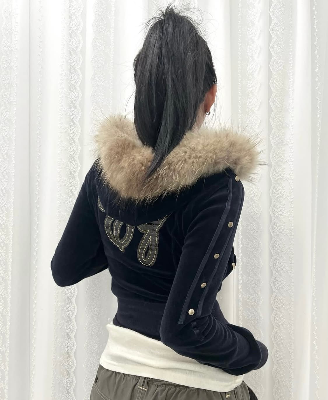 에고이스트 벨벳 퍼 후드집업 y2k갸루 상품이미지1