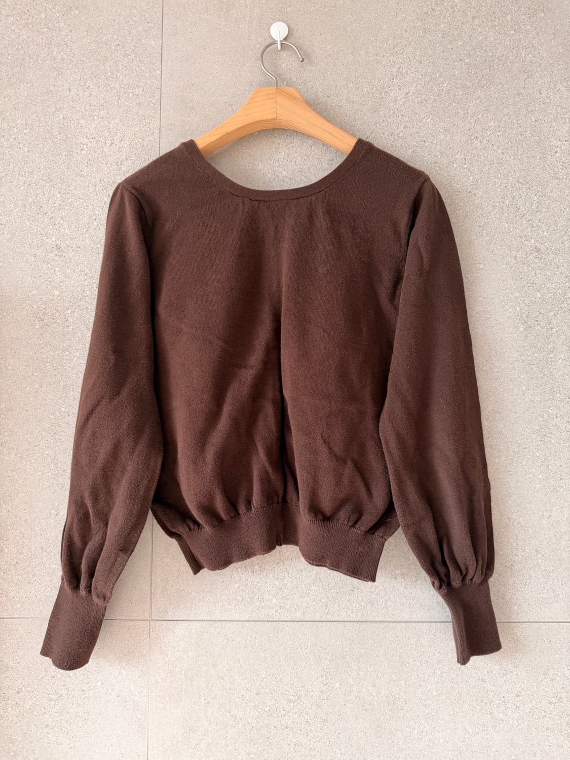 브라운 진주단추 가디건 니트 블라우스 상품이미지2