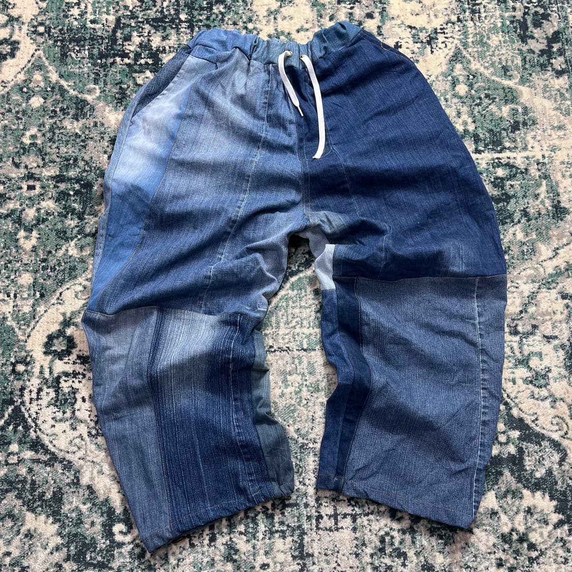 Vtg 데님 패치워크 와이드 밴딩 팬츠 (Free) 상품이미지1