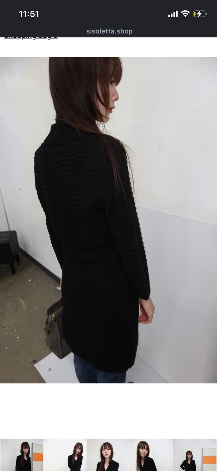 black ribbed wrap knit dress 상품이미지10