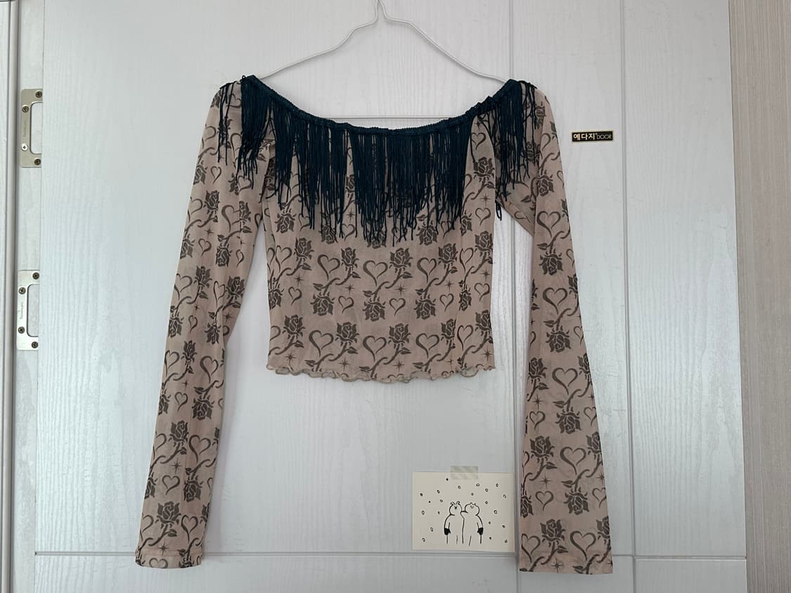 145 office 오프숄더 프린지 셔츠 상품이미지2