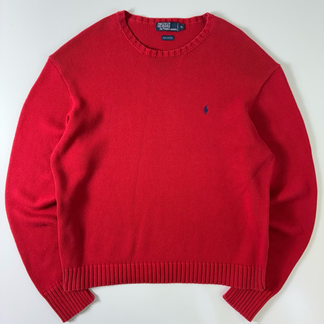 Polo  폴로 랄프로렌 90,s 자수 코튼 레드 니트  상품이미지1