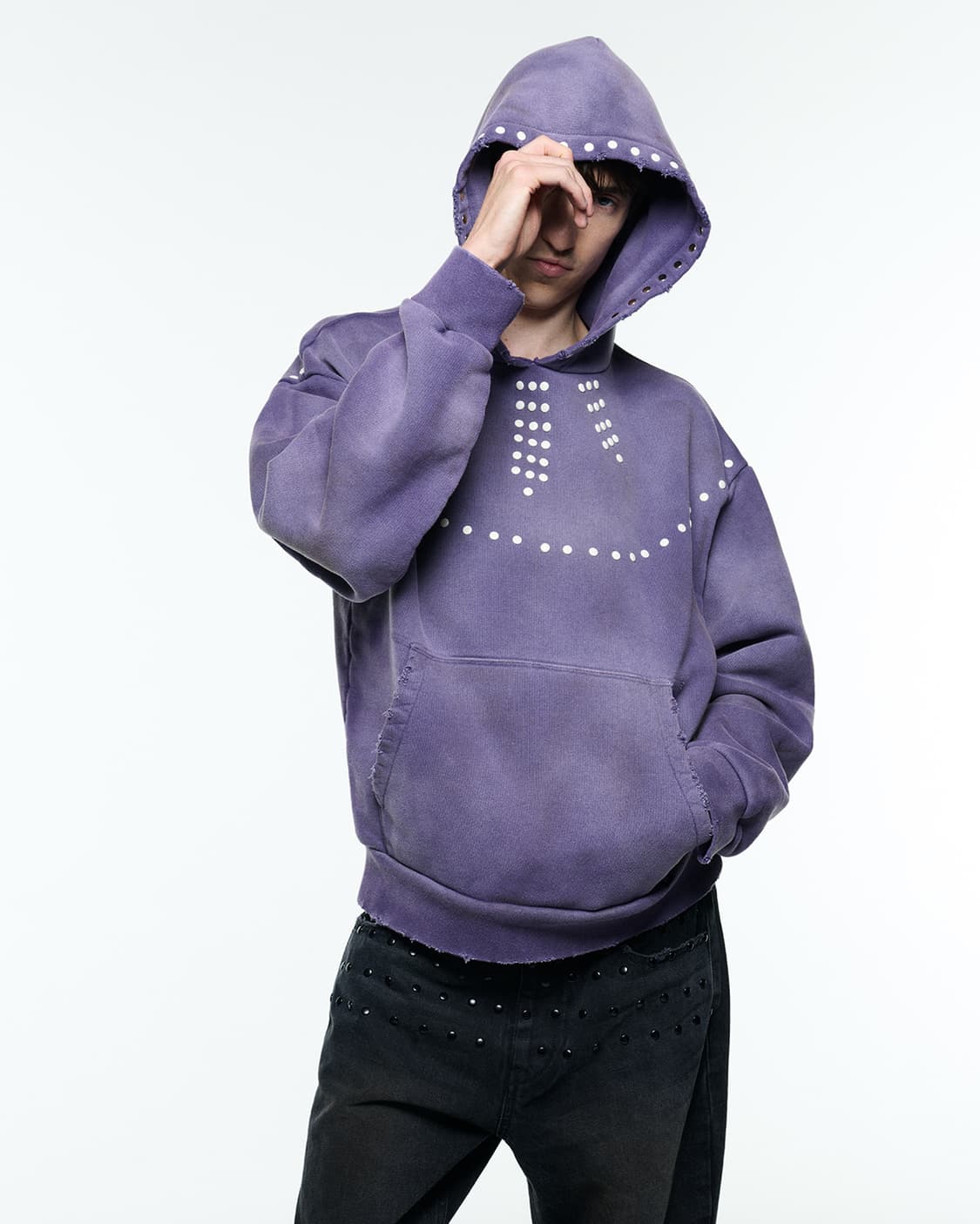 스테판쿡x솔리드옴므 스터드 후드  상품이미지1