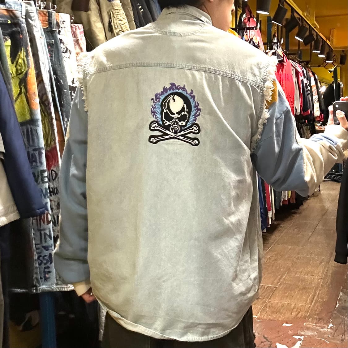 [HI] 빈티지 스켈레톤 바이커베스트 데님 상품이미지1