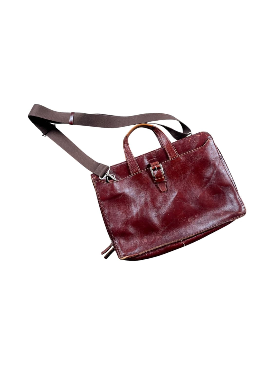 Takeo Kikuchi 리얼 레더 레드브라운 크로스 백  상품이미지1