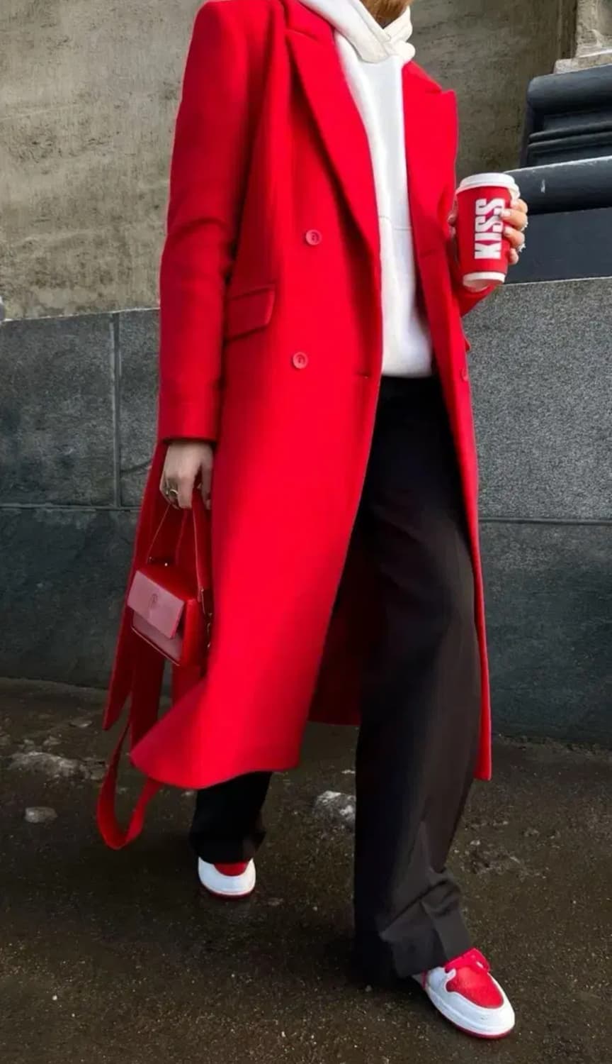 빈티지 울코트_ 레드 울 혼방 코트 (오버핏)드라이완료 상품이미지7