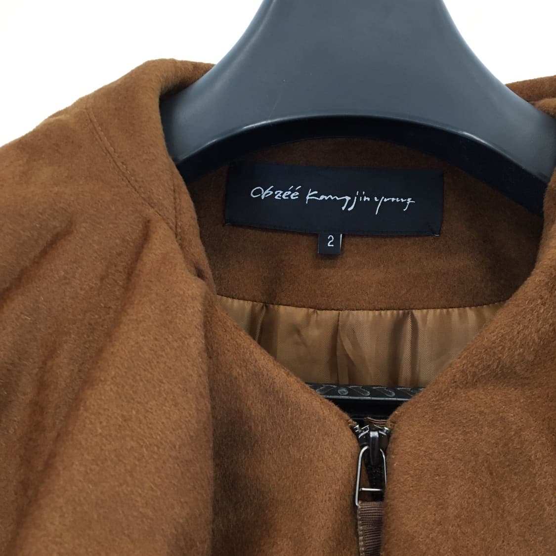 오브제 캐시미어 프릴 카멜 집업코트 66  상품이미지3