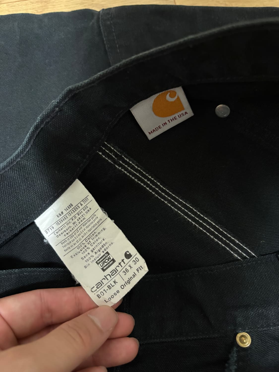 usa 칼하트 더블니 b01 36x32 blk 상품이미지4