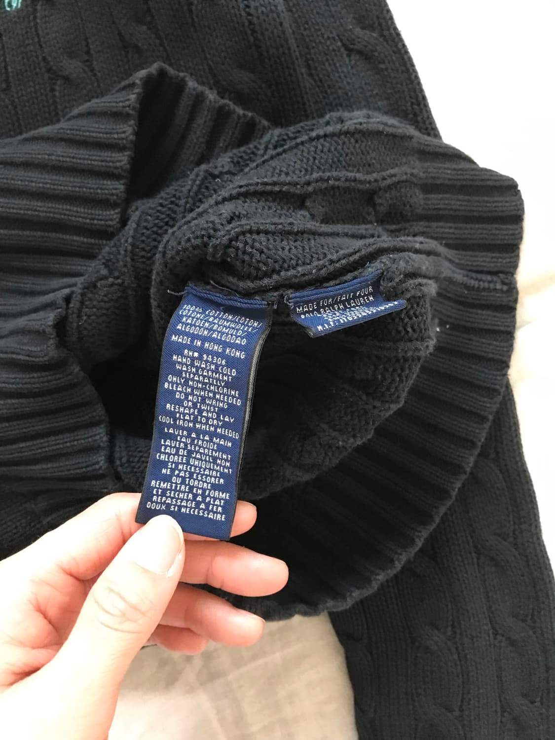 폴로 랄프로렌 포니로고 블랙 브이넥 케이블 니트 상품이미지8