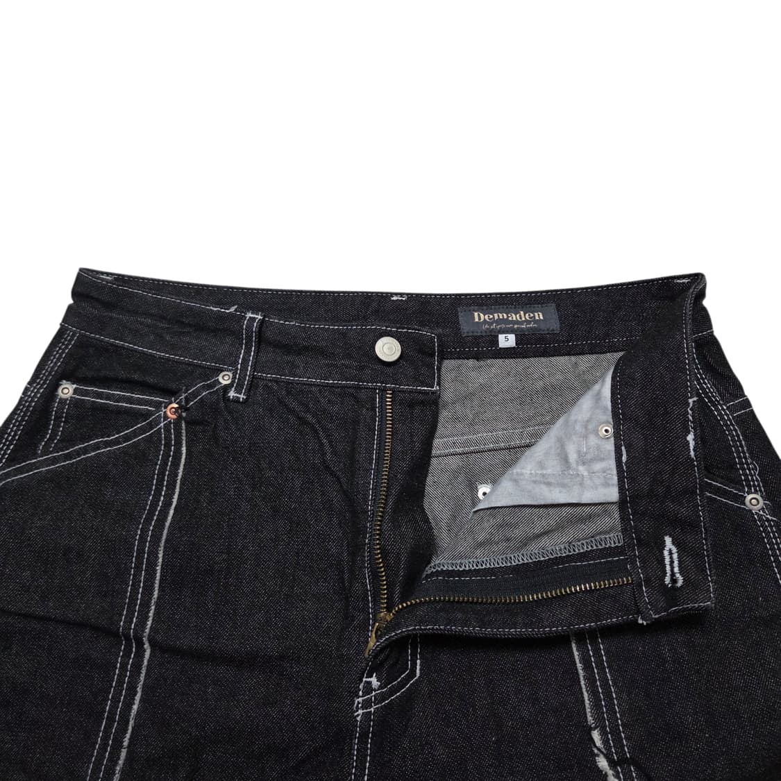 DEMADEN 디메이든 라인 커팅 흑청 데님 팬츠 상품이미지4