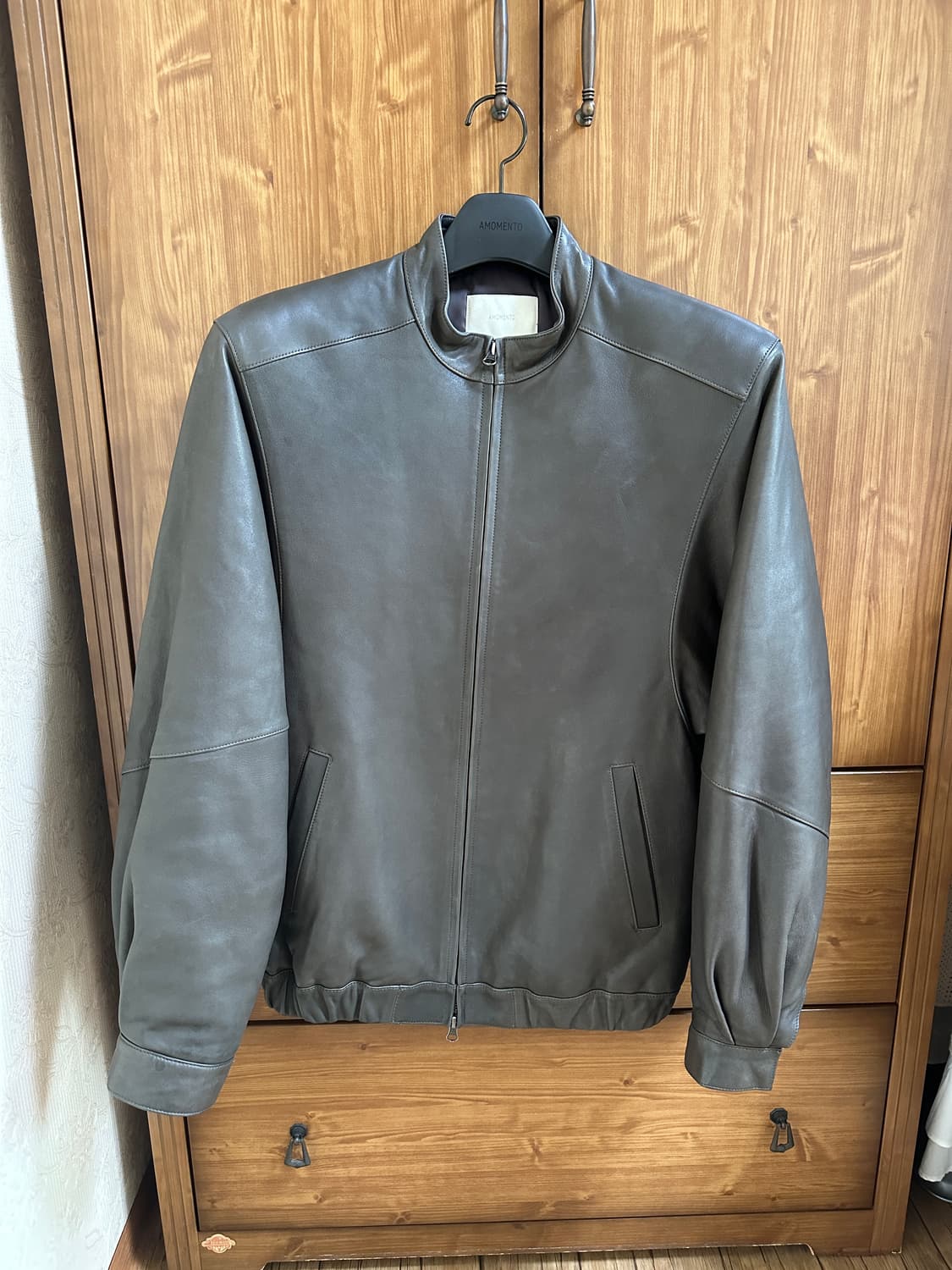 아모멘토 램스킨 레더 블루종 M사이즈 판매 상품이미지2