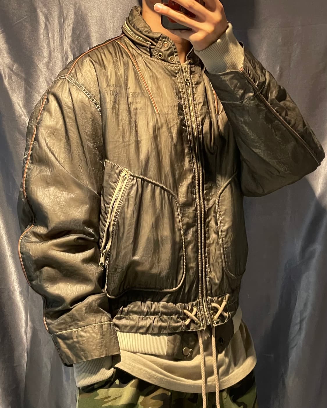 S 디젤 J-U23 나일론 레이어링 카키 봄버 상품이미지1