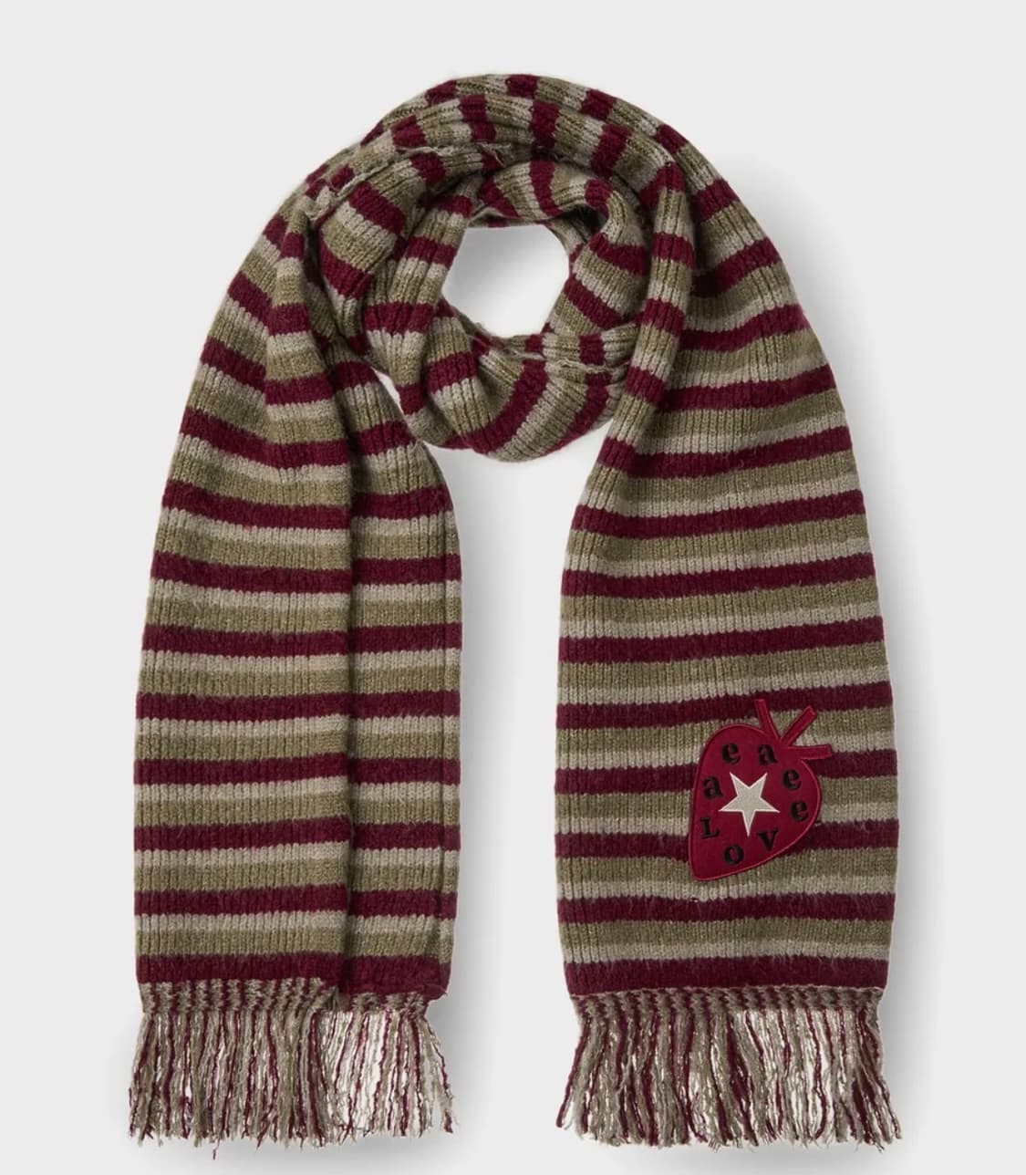 에이이에이이 스트라이프 태슬 머플러(버건디) 상품이미지1