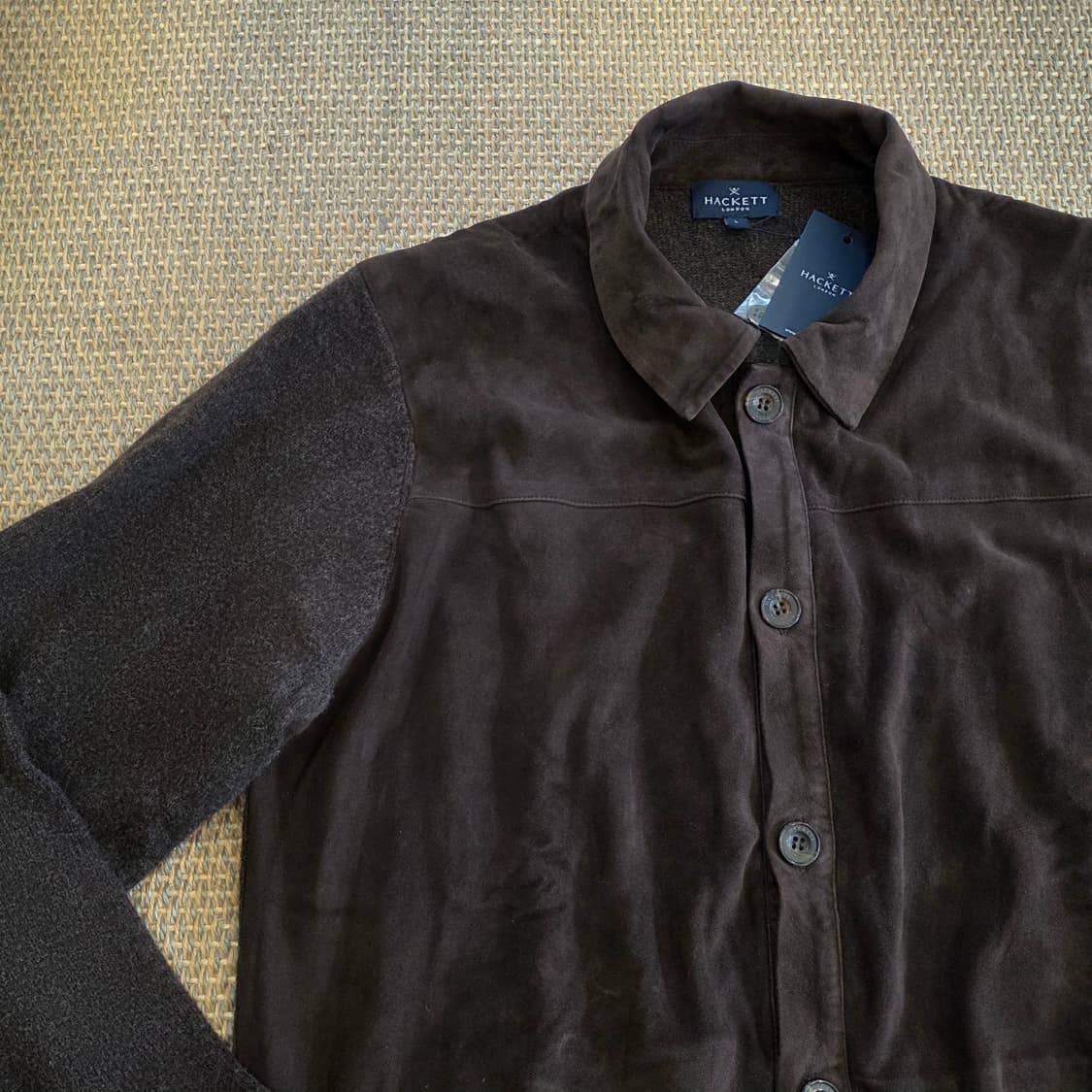 Hackett London 최고급 스웨이드 레더 메리노울 샤켓 자켓 상품이미지1