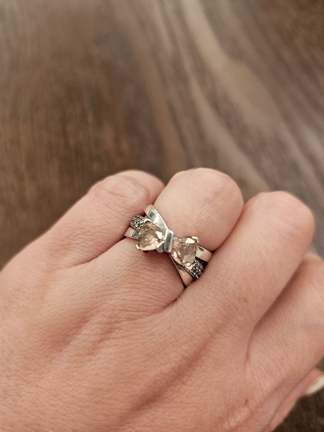 핑크빛 리본 실버반지 새상품 상품이미지2