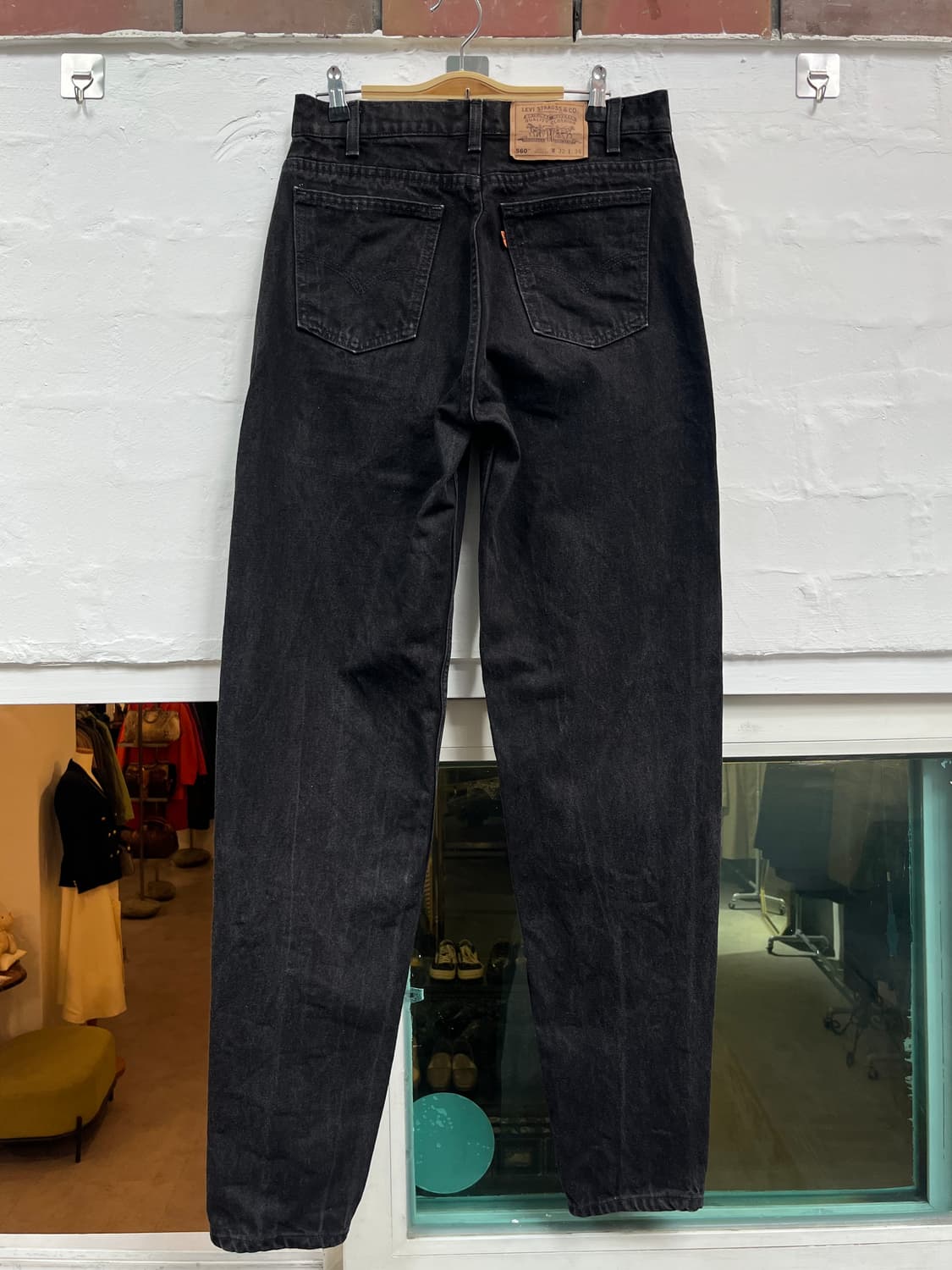 Levis 560 리바이스 오렌지탭 루즈 테이퍼드 블랙 데님 팬츠 W32 상품이미지7