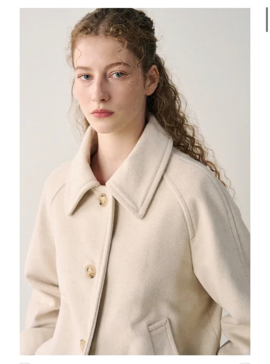 (S) 드로우핏 우먼 소프트 울 캐시미어 레글런 숏 코트 [CREAM] 상품이미지3