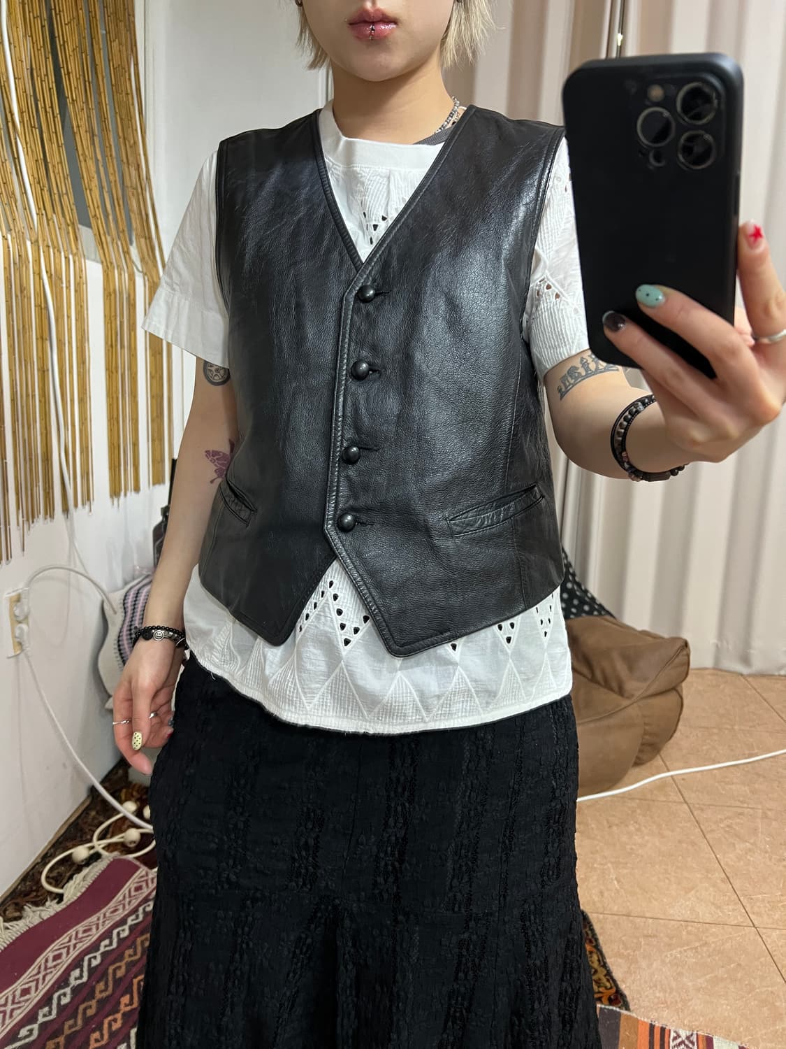 빈티지 소가죽 레더 베스트 자켓  상품이미지1
