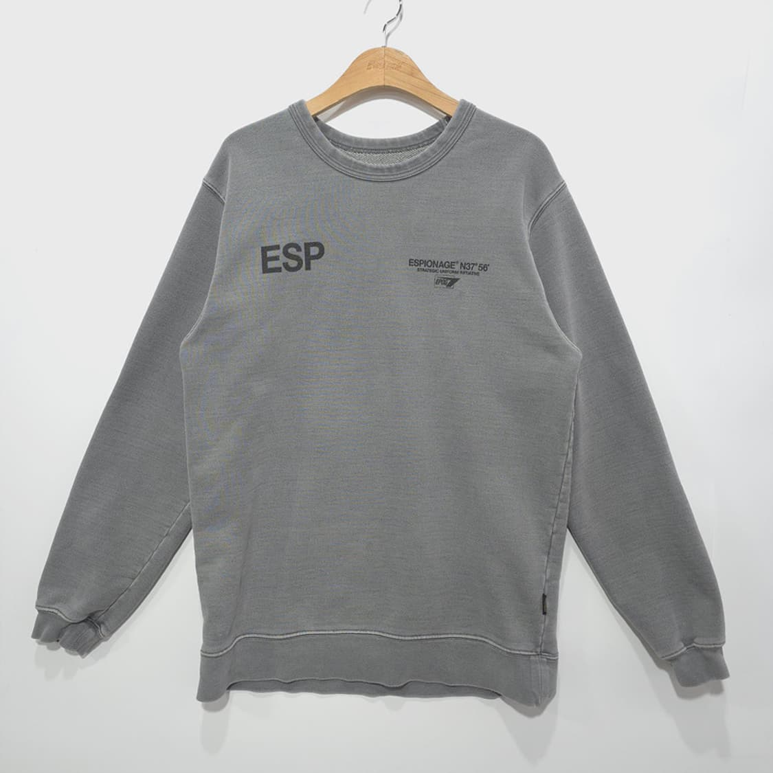 에스피오나지 ESPIONAGE 코튼 크루넥 맨투맨 그레이 XL 상품이미지1