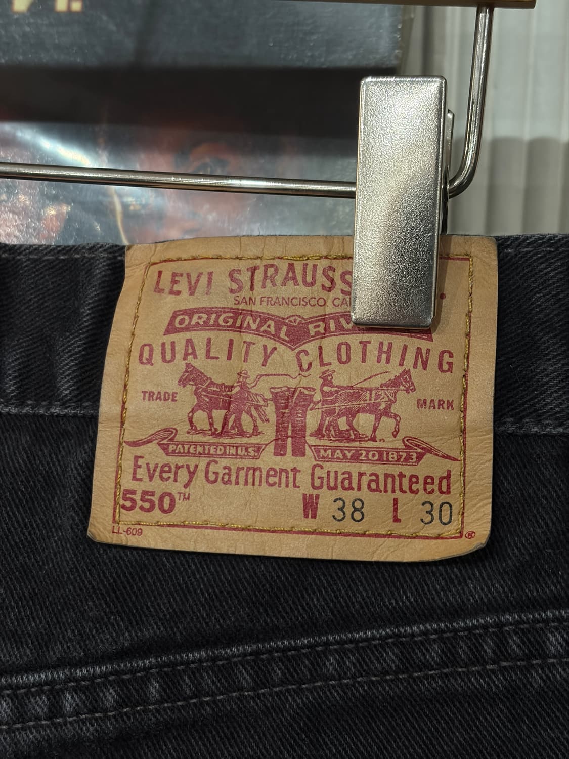 J31 00s USA 리바이스 550 흑청 데님팬츠 38X30 상품이미지5