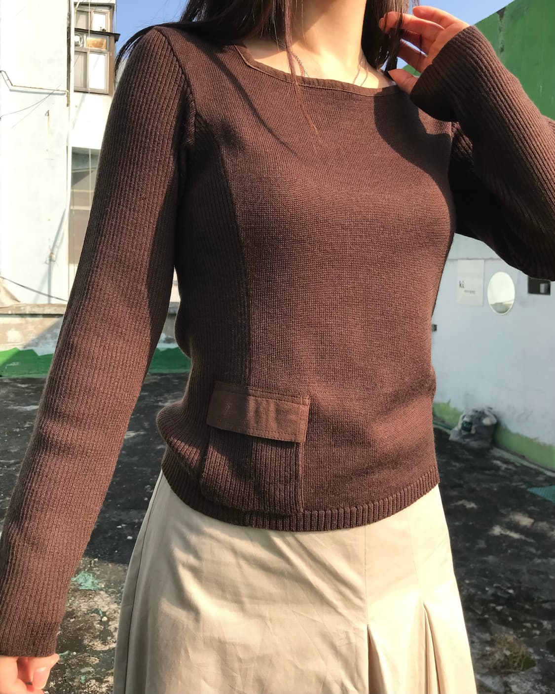 포켓 악센트 브라우니 니트  상품이미지4