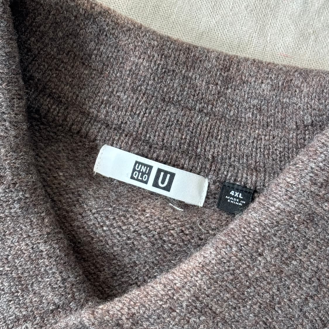 유니클로U 커피브라운 램스울 니트 자켓 4XL 상품이미지4