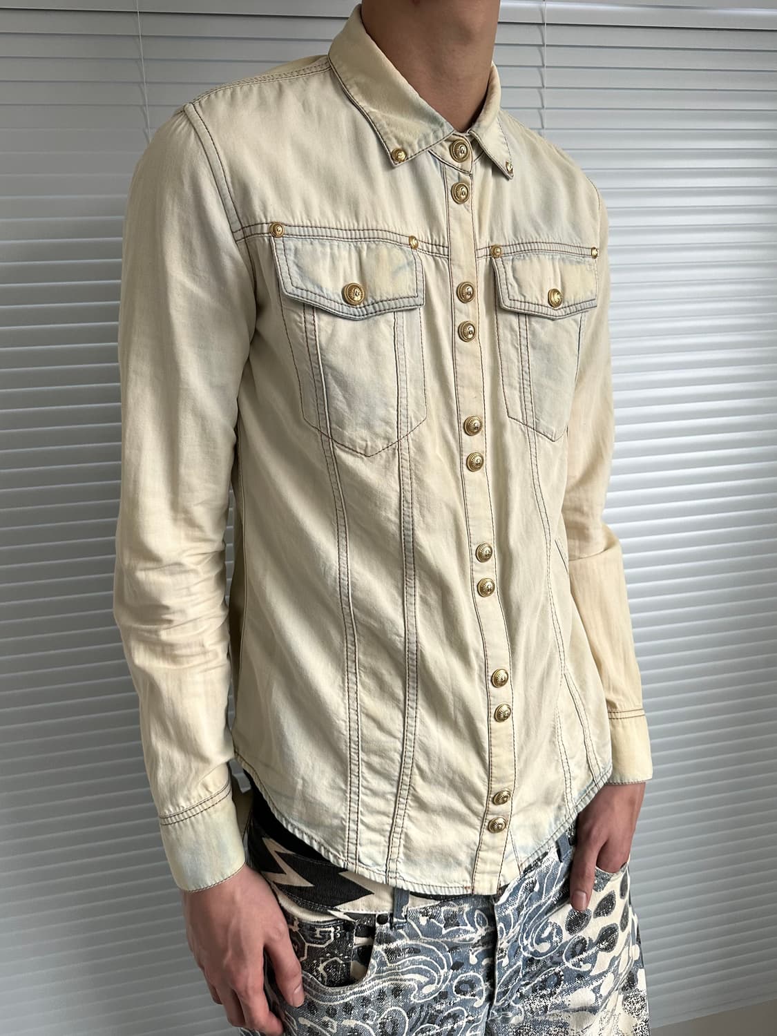 발망 아카이브 블리치 데님 셔츠 상품이미지1